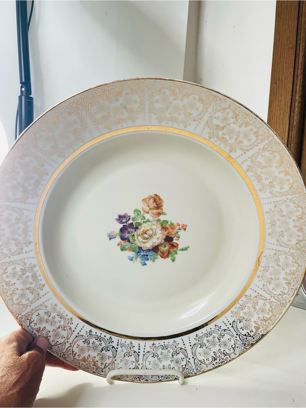 Vintage Porcelain Soup Bowl Ornate Gold 22 Carrot Rim Excellent Condition